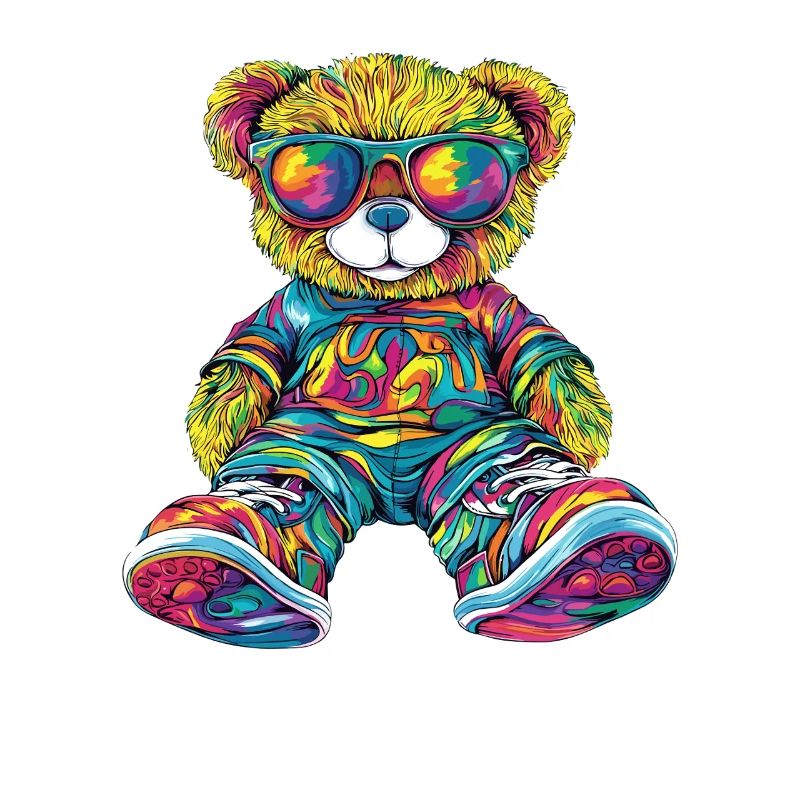 Bunter Bären-Teddy mit Sonnenbrille