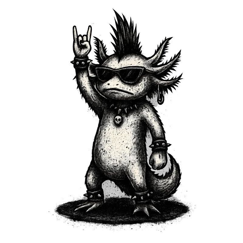 Punk Rock Axolotl with Mohawk