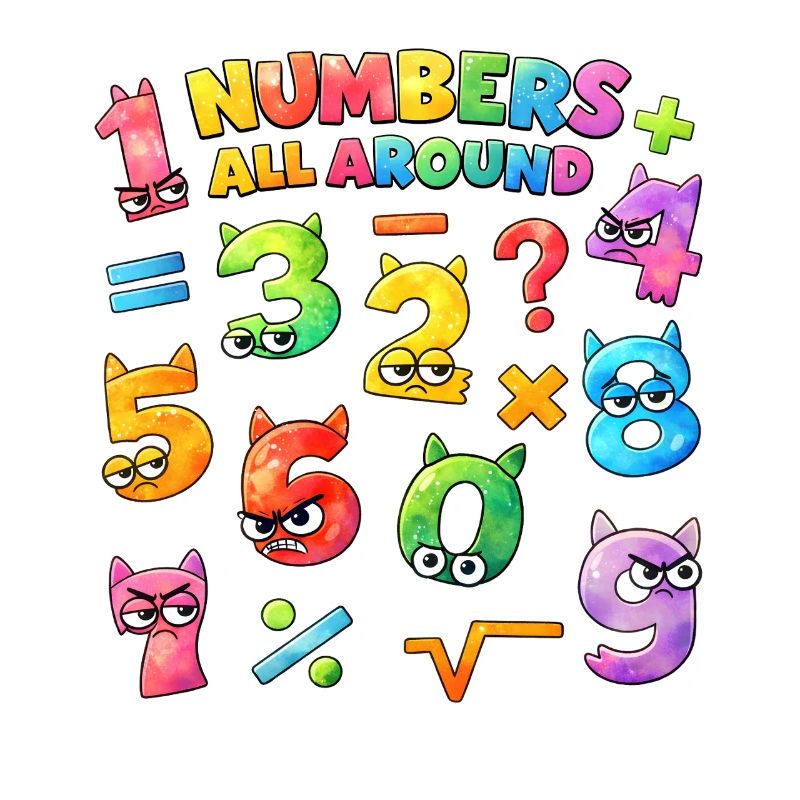 Rainbow Math Faces & Numbers