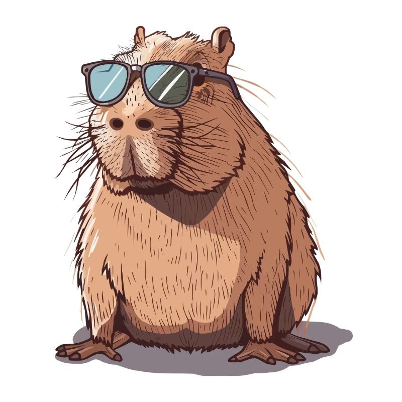 Illustration de capybara cool avec lunettes de soleil