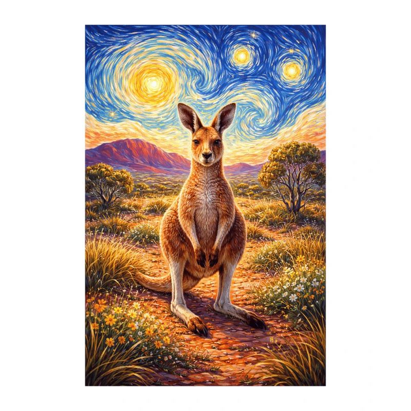 Kangaroo under Starry Night
