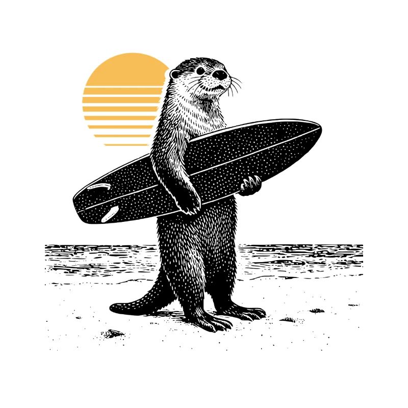 Otter mit Surfbrett