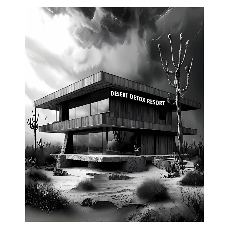 DESERT DETOX RESORT - Brutalist Architecture Sketc