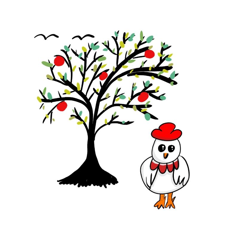 Apfelbaum Huhn Henne Hühner Baum 