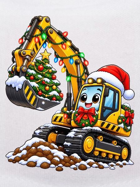 Weihnachtsbagger mit Baumzauber