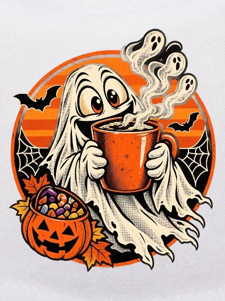 Halloween Kaffee-Geist Retro-Sonne Morgenkaffee