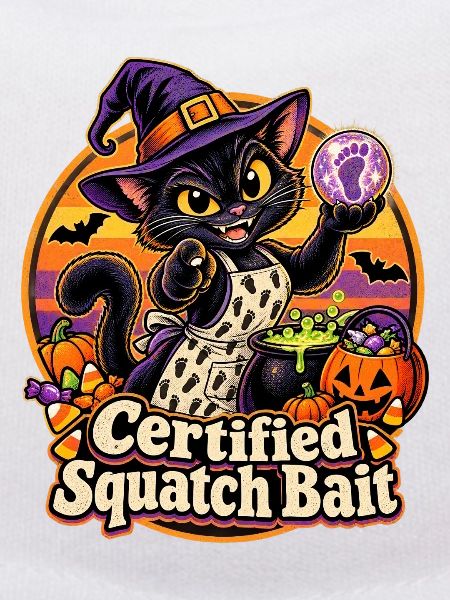 Halloween-Hexenkatze Certified Squatch Bait