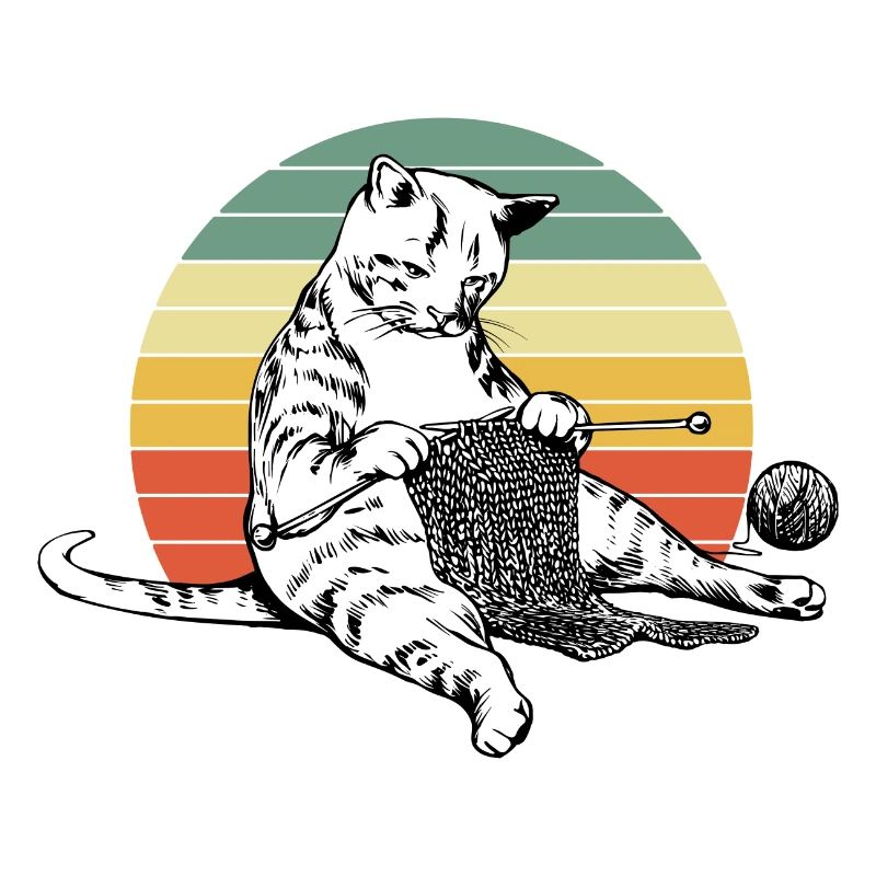 Mignon chat tricotant pyjama