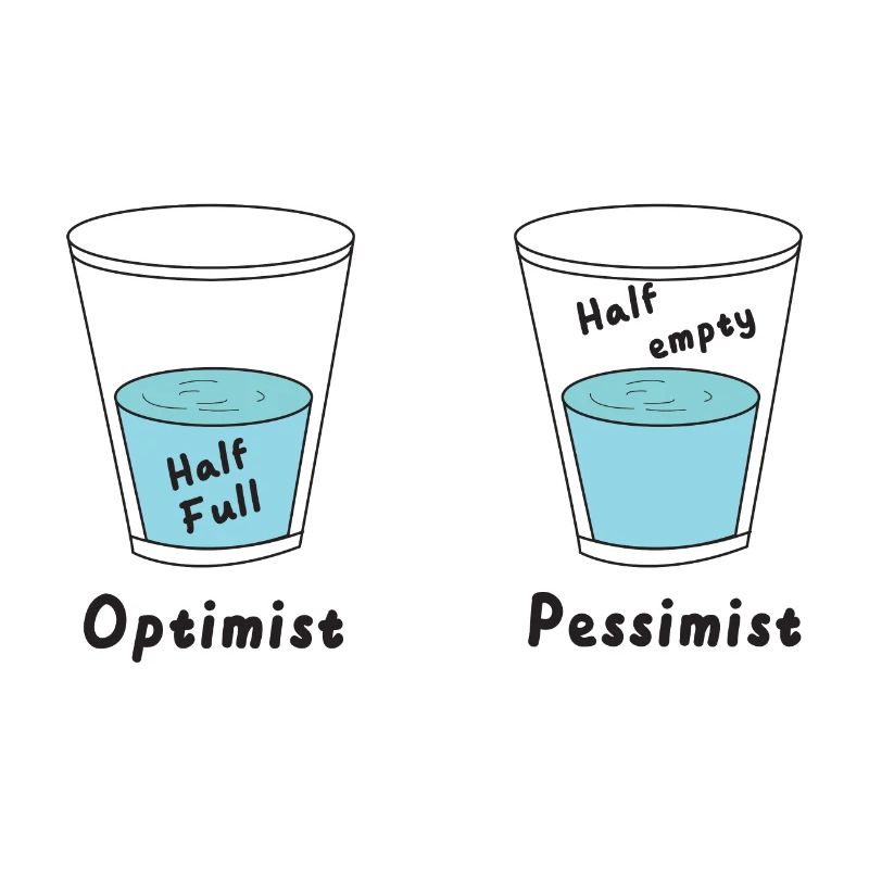 Glass half full or half empty Optimist Pessimist