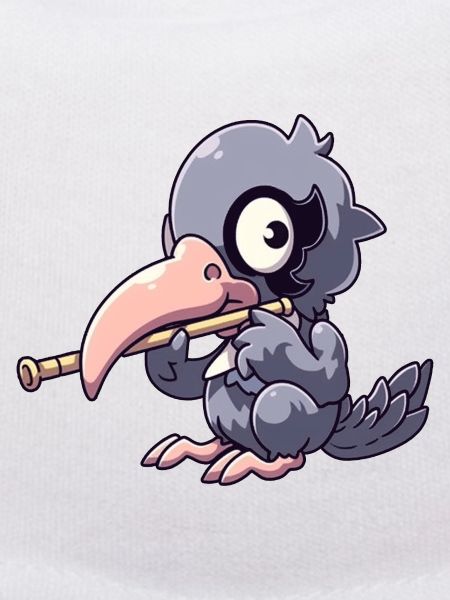 Cute shoebill playing flute