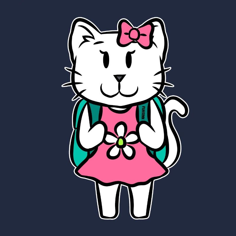 Katze Schule Einschulung Kinder Cartoon Geschenk