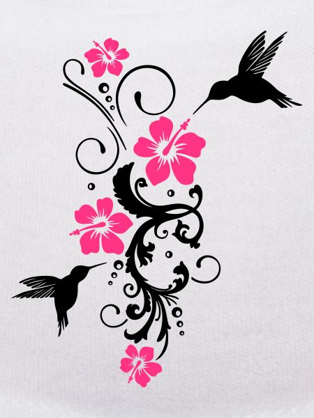 Colibri avec des fleurs d'hibiscus