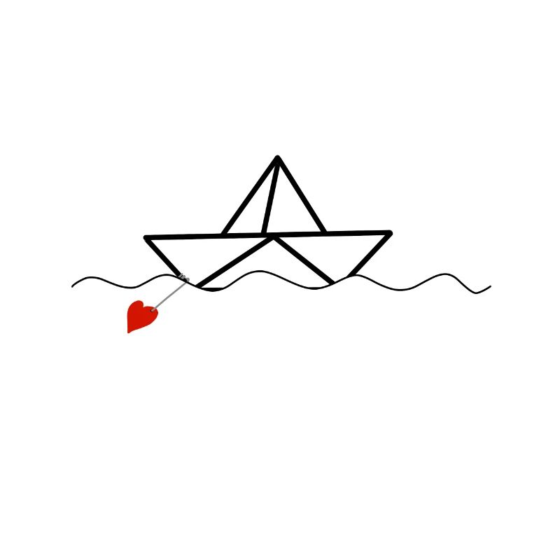 Papierschiffchen mit Herz Papierboot Boot Maritim