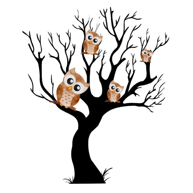 Chouette noctambule sur arbre