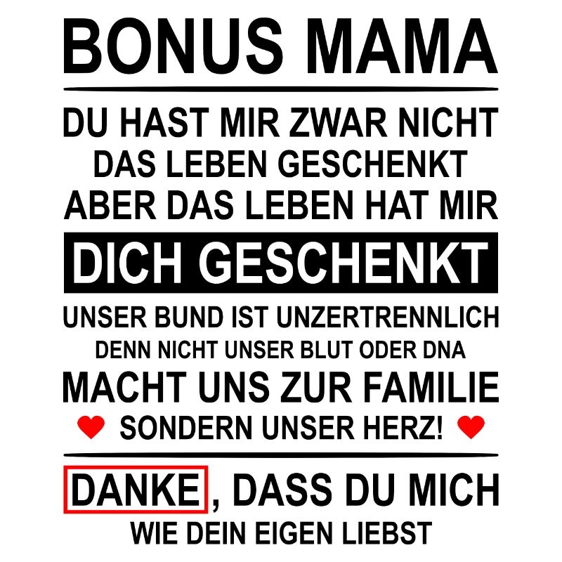Bonus Mama Stiefmutter Ersatzmutter Geschenk