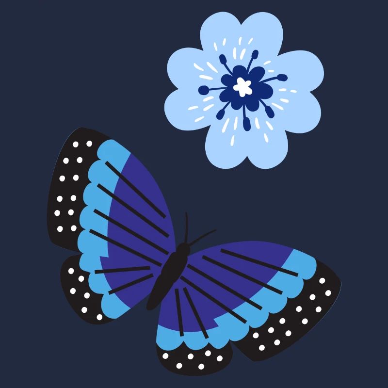 Blauer Schmetterling mit einer blauen Blume