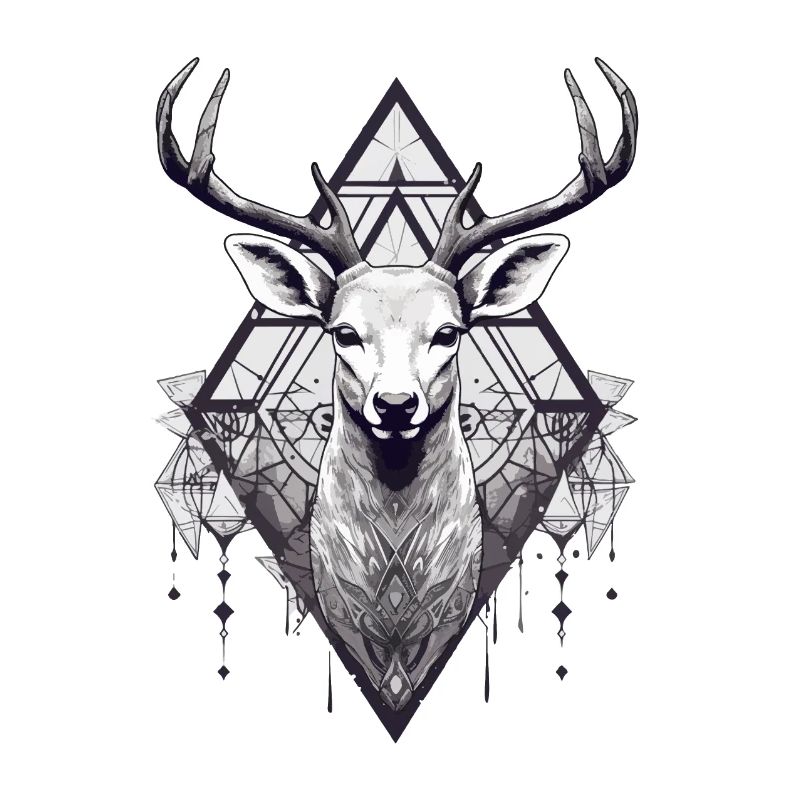 Schwarz-weißer Hirsch-Boho-Stil