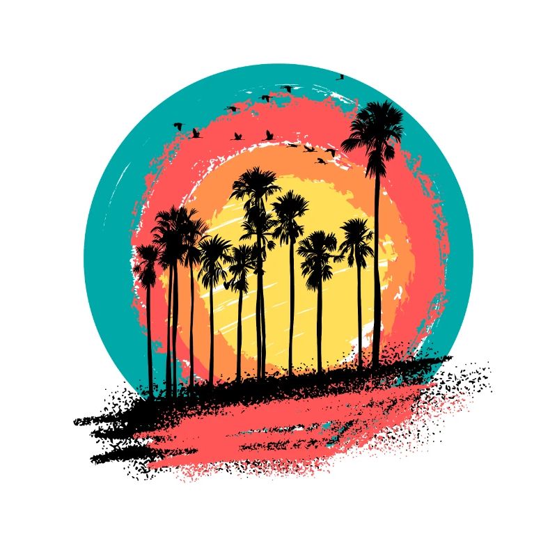 palm trees sunset summer holiday