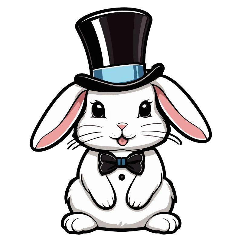 White Rabbit with a Hat and Bow Tie
