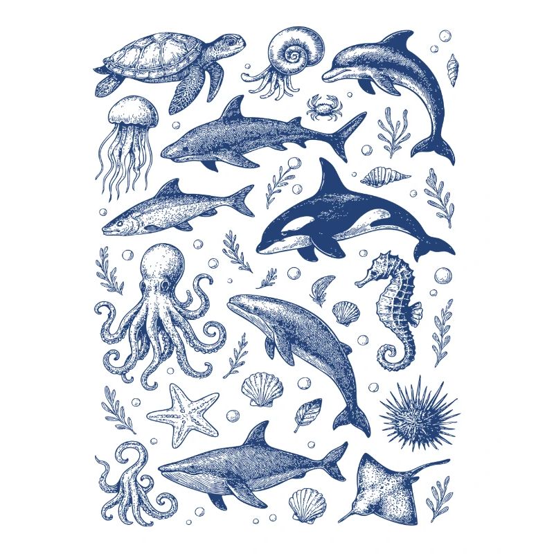 Créatures de la mer Tendance rétro vintage 2025