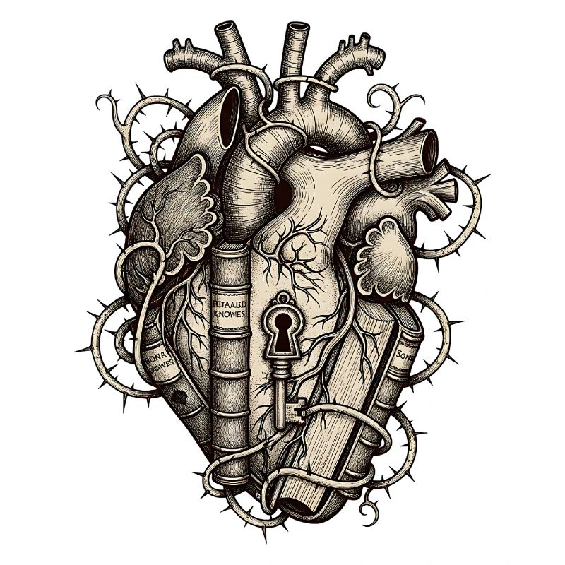 Anatomisches Herz des Bibliophilen