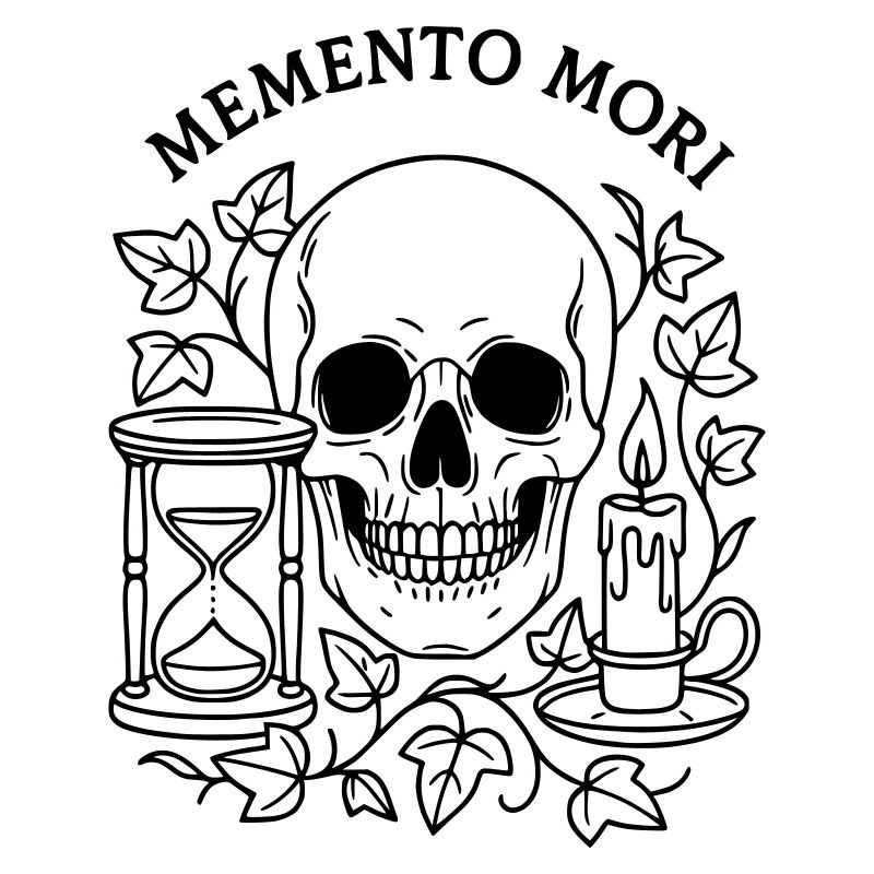 Memento Mori Skull Hourglass Transience