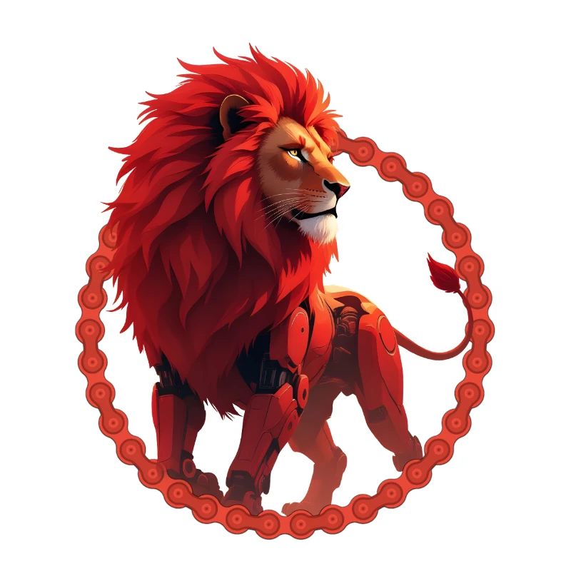 Red Cyber Lion in Ring