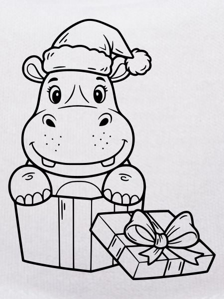 Weihnachts-Nilpferd mit Geschenken