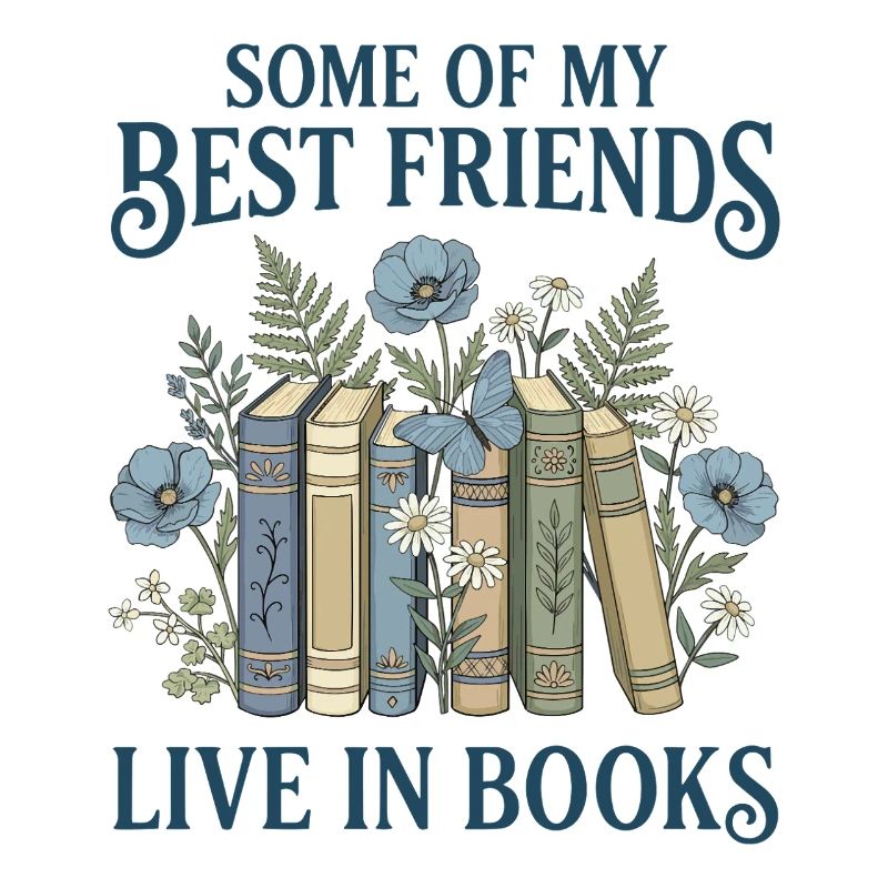 Buchliebhaber: Vintage: Botanische Freunde (Navy Text)