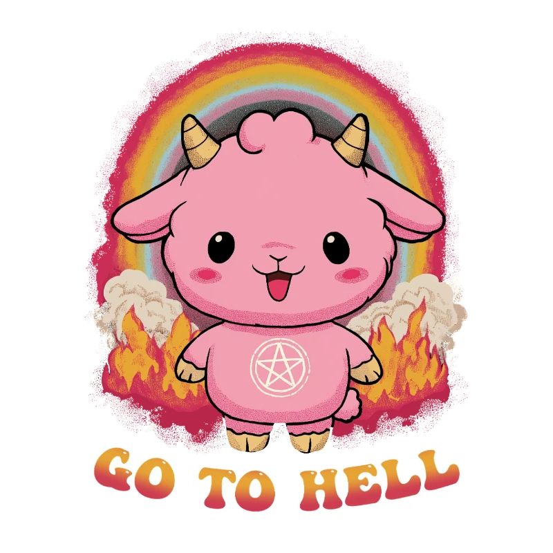 Pinkes Dämonchen mit Regenbogen