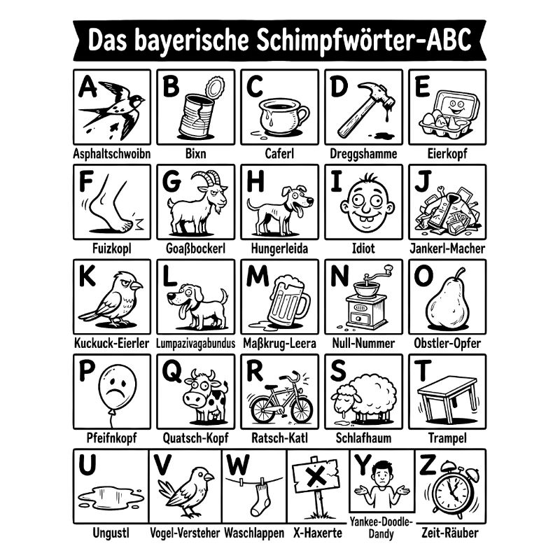 Bayerisches Schimpfwörter ABC