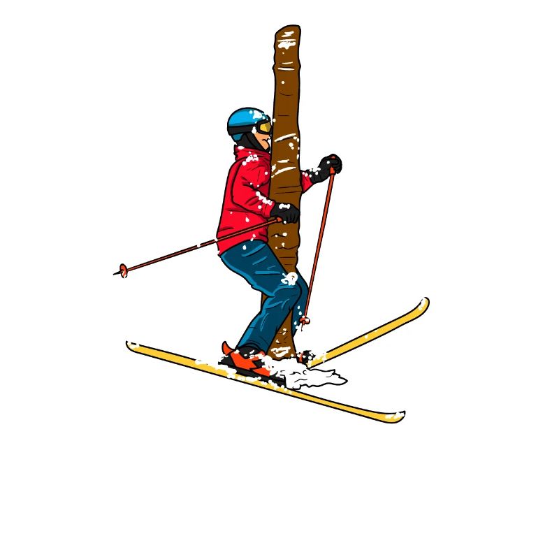 Skier funny tree collision gift idea