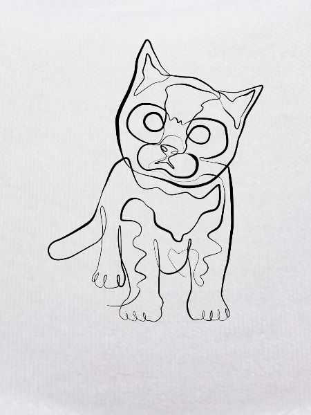 Bébé chaton - one line drawing