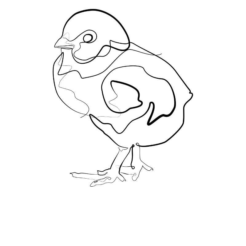 Chicks Baby Chicken - one line drawing
