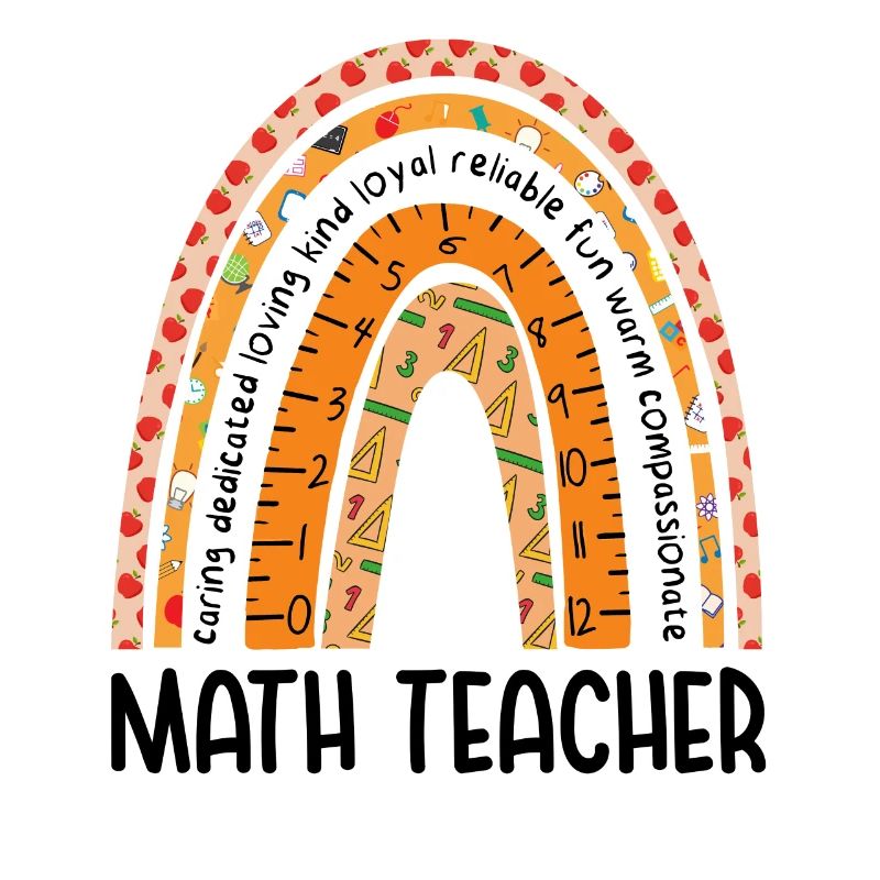 Math Teacher Vintage Rainbow
