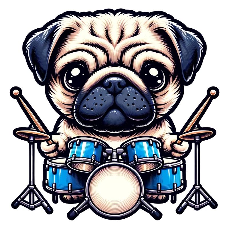 Cool Pug Drummer Design