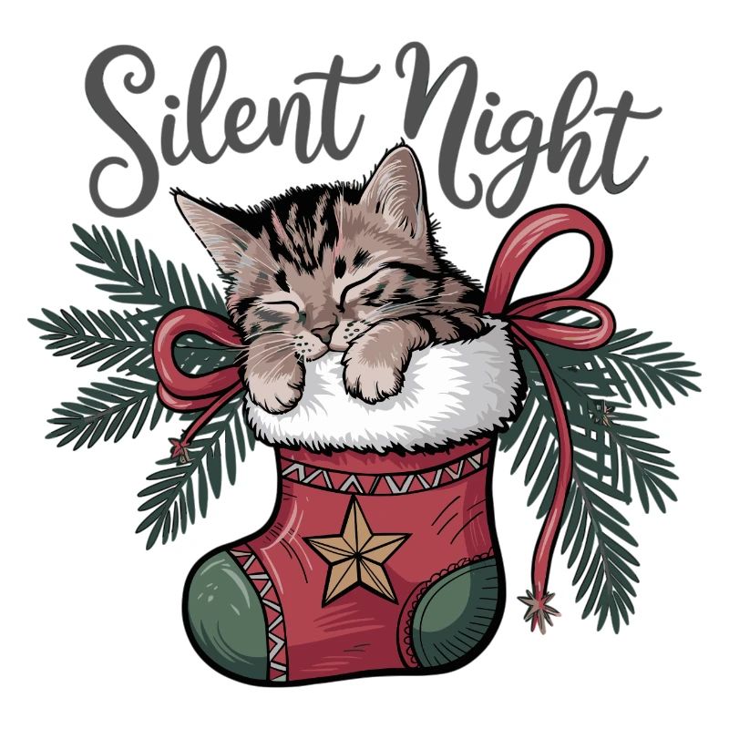 Douce nuit – Chaton en bas de Noël