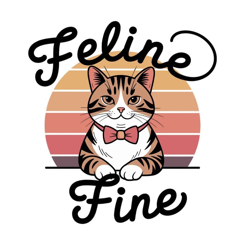 Feline Fine – Chat Sunset Rétro