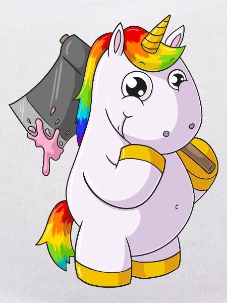 Comic Einhorn mit Axt