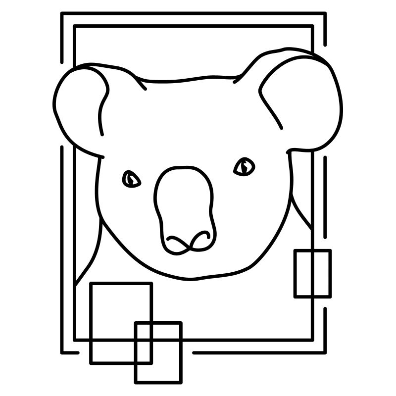 Koala in Geometric Shape - Line Art Design
