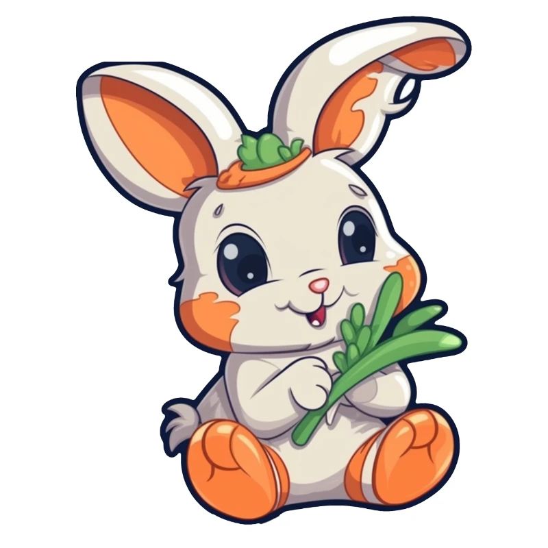 Lapin blanc mignon avec carotte