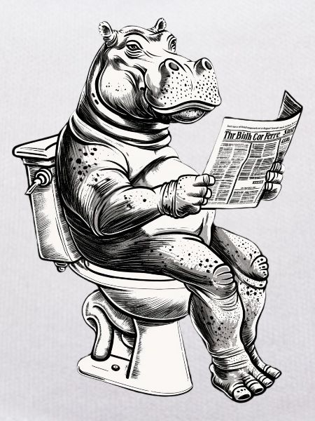 Lachendes Nilpferd mit Zeitung