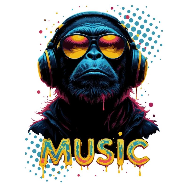 Cooler Affe mit Kopfhörern – Musik-Lifestyle