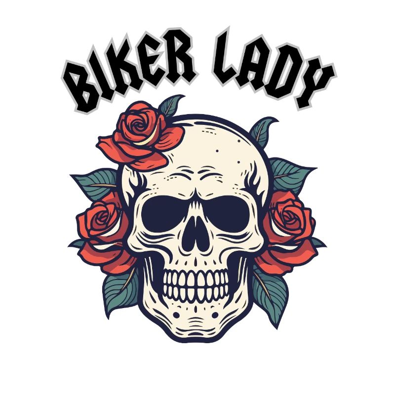 MOTARDE DAME À LA ROSE