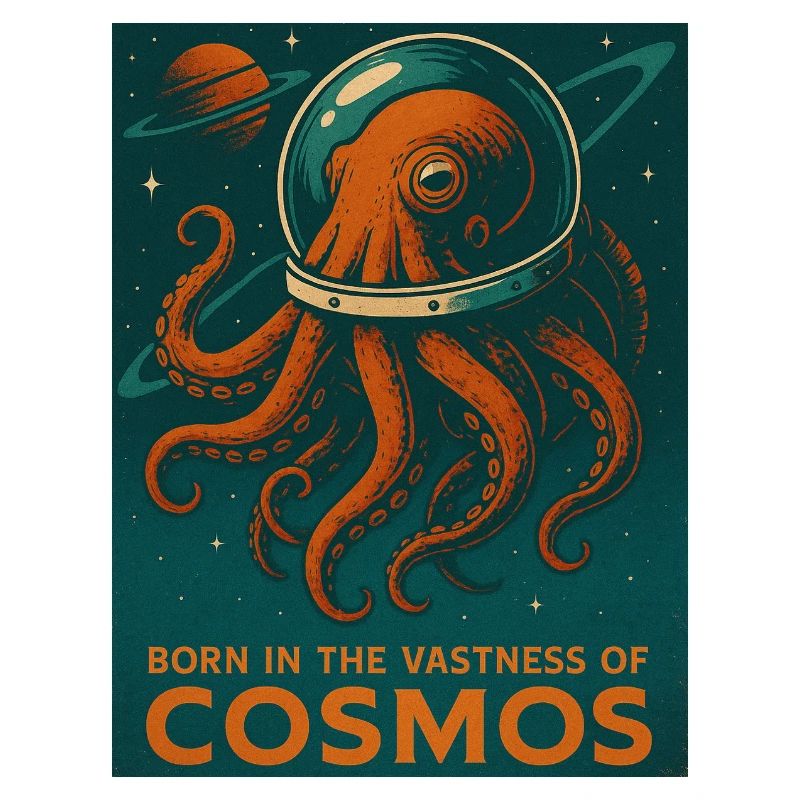 Oktopus Retro Sci-Fi Weltraum