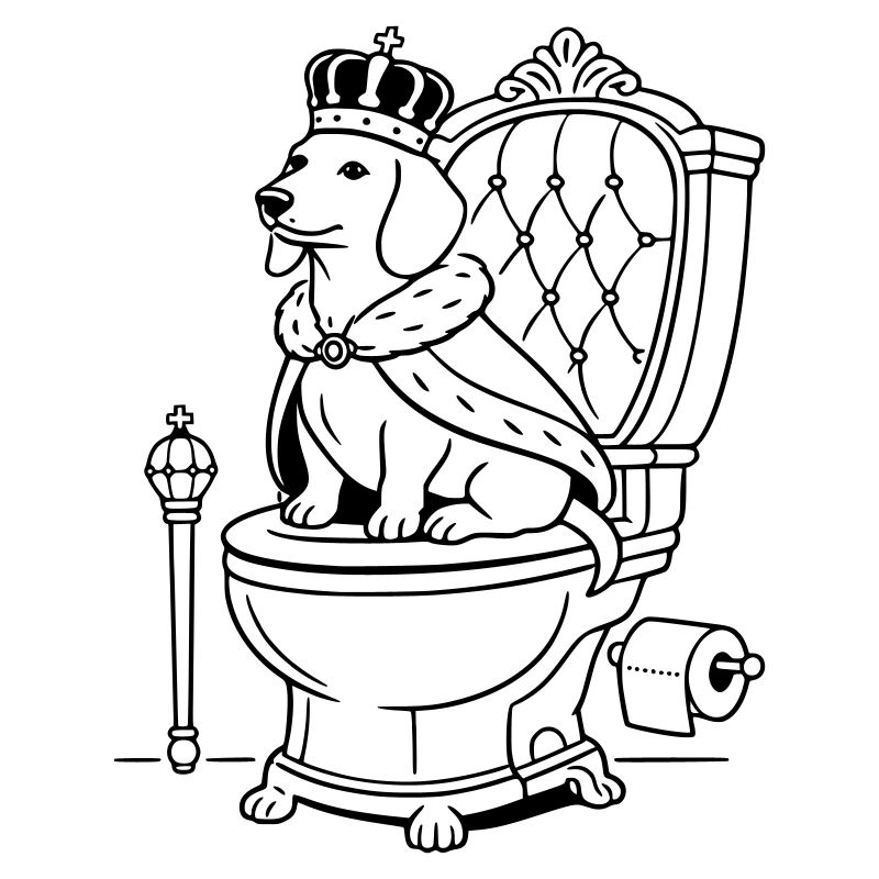 dackel thron toilette line art