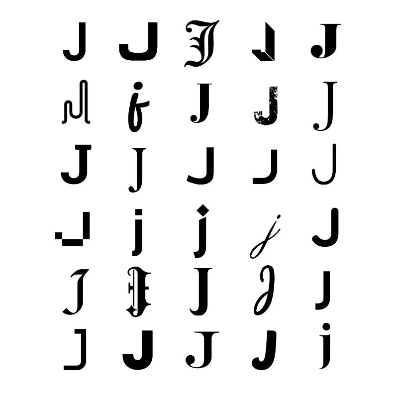 Typography J monogram letter mosaic design