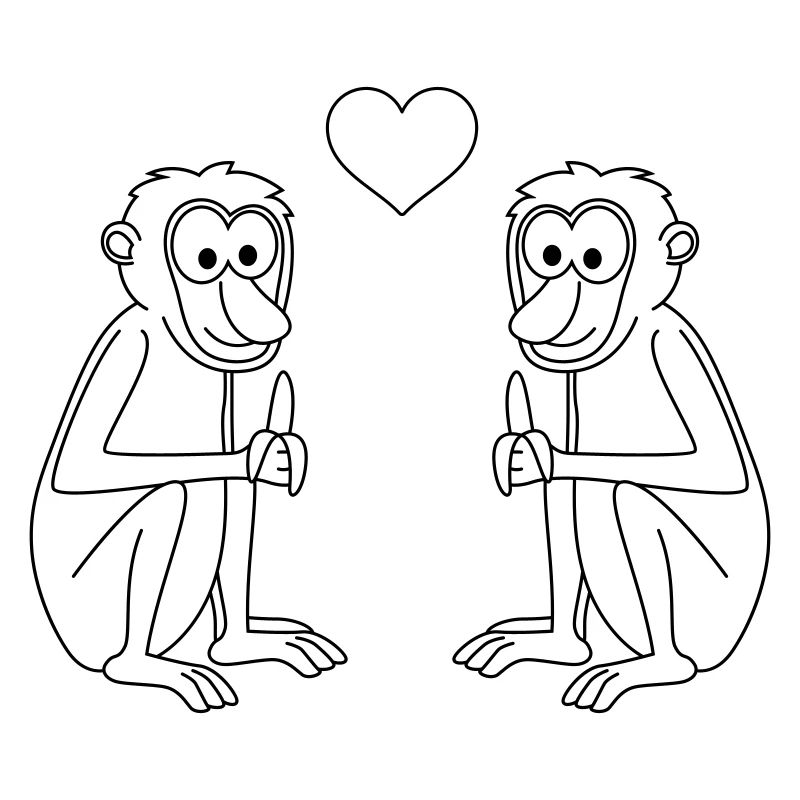 Affe comic Paar liebe