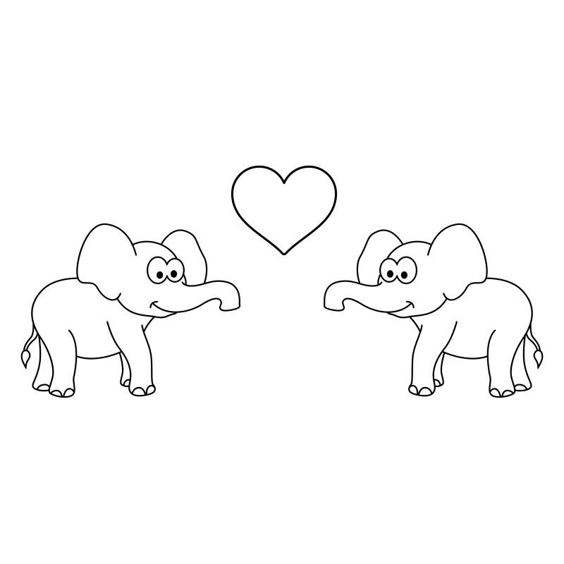 Elefant Comic Paar Liebe