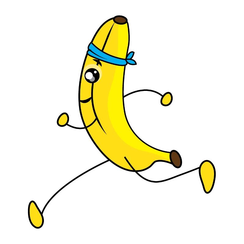 Dessin animé de banane en cours d'exécution